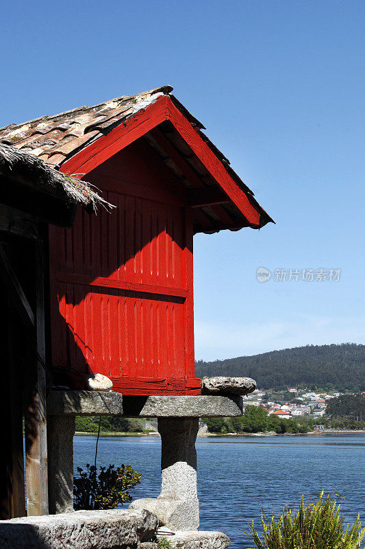 Combarro的Red horreo, Pontevedra省，Galicia，西班牙